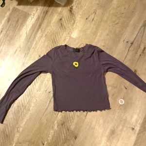 long sleeve gray crop top